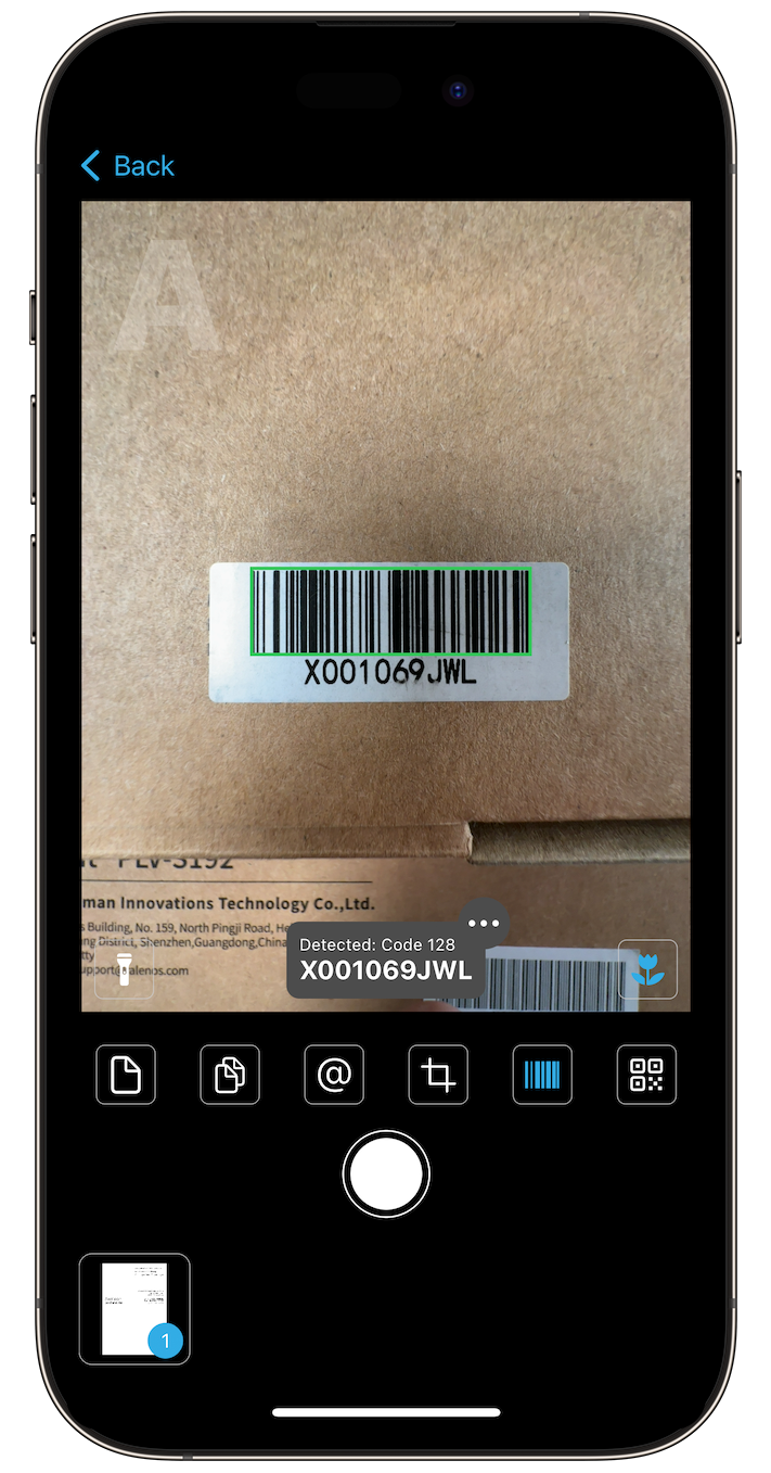 iPhone Scanner Detect Verify Code 128 Barcode